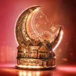 FUNPOLA 3D DIY Puzzle Moon City Model - LED 3D Wood Puzzle - 3D Wooden Puzzles for Adults Home Décor Gifts for Kids and Adults, Brown : Toys & Games