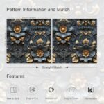 LaCheery Blue Floral Wallpaper Peel and Stick Vintage Floral Embossed Wallpaper Gold Blue Flower Wall Paper Faux 3d Baroque Embossed Contact Paper for Walls Bathroom Bedroom Cabinets Drawers 17.5"x79" - - Image 7