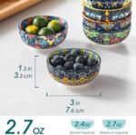 | vancasso SIMI 2.7 Oz Ceramic Dipping Bowls Sets of 6, Bohemian Small Bowls for Sauce, 3 Inch Mini Appetizer Plates for Soy Sauce, Sushi, Condiments & Side Dishes, Microwave & Dishwasher Safe Side Dishes - Image 2
