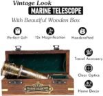 1920 Dollond London Brass Maritime Telescope – 15” Vintage Nautical Spyglass Pirate Telescope Antique Look – Solid Brass Mounted Scope with Wooden Box : Home & Kitchen - Image 4