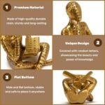 Antique Gold Reading Thinker Statue, Set of 2 Bookshelf Decor Abstract Art Thinker Sculptures, Modern Aesthetic Figurine Home Decoration Ornaments for Living Room Office Shelf Coffee Table Desk Decor : Home & Kitchen - Image 4
