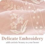 jinchan Semi Sheer French Door Curtain with Tie Up Bows Floral Embroidered Voile Privacy Curtain for Patio Door Closet Sliding Glass Door Rod Pocket 72 Inch 1 Panel Pink : Home & Kitchen - Image 7