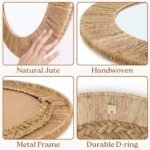 Chi An Home 24 Inch Natural Jute Mirror, Wall Mounted Round Mirror with Metal Frame, Wall Decor Rustic Farmhouse Boho Decor Accent for Bathroom, Bedroom, Living Room, or Entryway : Home & Kitchen - Image 3