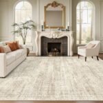 Soalmost Washable Area Rug 8x10, Large Soft Rugs for Living Room Vintage Beige Carpet 8x10 Area Rugs for Bedroom Dining Room Non-Slip Stain Resistant Under Table Rug : Home & Kitchen