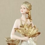 Touch of Class Fanning Grace Decorative Lady Figurine | 13.5" H | Handpainted Resin Woman in Ivory Gown with Golden Glitter and Fan | Elegant Home Decor Accent : Home & Kitchen - Image 4