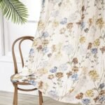 MYSKY HOME Floral Linen Curtains 84 inch Length 2 Panels Set Spring Flower Patterned Semi Sheer Light Filtering Privacy Farmhouse Grommet Drapes for Living/Dining Room, Yellow, W52 x L84, Pack-2 : Home & Kitchen - Image 3