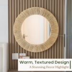 Chi An Home 24 Inch Natural Jute Mirror, Wall Mounted Round Mirror with Metal Frame, Wall Decor Rustic Farmhouse Boho Decor Accent for Bathroom, Bedroom, Living Room, or Entryway : Home & Kitchen - Image 6