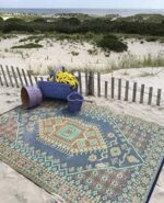 Mad Mats Traditional Outdoor Rug, Reversible Plastic Mat (4' x 6', Oriental Turkish - Plum) : Patio, Lawn & Garden - Image 2