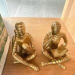 Antique Gold Reading Thinker Statue, Set of 2 Bookshelf Decor Abstract Art Thinker Sculptures, Modern Aesthetic Figurine Home Decoration Ornaments for Living Room Office Shelf Coffee Table Desk Decor : Home & Kitchen - Image 8
