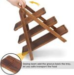 | Manspdier Wood 3 Tier Serving Tray Three Tiered Cupcake Stand, Rectangle Serving Platter Wooden Farmhouse Tiered Tray, Party Serving Brown Decorative Tray Decor Platters - Image 3