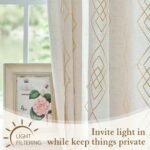 ugoutry Linen Boho Curtains for Bedroom,84 Inches Long Curtains Gold Foil Metallic Stripe Print Panels for Living Room, Moroccan Beige Light Filtering Window Treatment Curtain 2 Panels Grommet Top : Home & Kitchen - Image 5