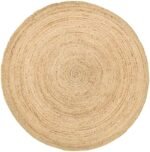 HOMEMONDE 6ft Round Natural Jute Rug - Handwoven Braided Reversible Vintage Area Rug Farmhouse Rustic and Bohemian Eco Friendly Home Décor for Bedroom, Living Room and Kitchen : Home & Kitchen