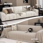 Nobildonna Chenille Couch Cover for Sofa Cover Washable Pet Scratch Couch Covers Tassel Sofa Slipcover for 2 Cushion Couch,Furniture Protector Blanket for Living Room,Camel Brown 71"x118" : Home & Kitchen - Image 4
