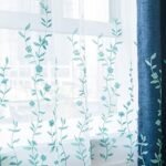 Melodieux Flower Embroidery Sheer Curtain for Living Room, Bedroom Farmhouse Style Rod Pocket Voile Drape, White/Blue, 52 by 84 Inch (1 Panel) : Home & Kitchen - Image 3