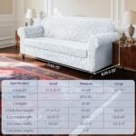 SUBRTEX 2 Piece Couch Covers, Jacquard Damask 3 Seater Sofa Cover with Seat Cushion, Stretch Sofa Slipcovers Non Slip Furniture Protector for Dogs Pets (Large, Light Grey) : Home & Kitchen - Image 2