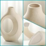 Lvases Snuggle Hollow Ceramic Vase Set of 2, Nordic Modern Boho ins Style Decorative Ceramic Aesthetic Flower Vase for Home Decor (Milky White W 6.3" X H 8.4") : Home & Kitchen - Image 5