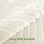 MATIIUI Beige Solid Area Rug 8x10 – Large Washable Soft Indoor Rugs for Living Room Bedroom, Modern Geometric Bohemian Pattern High-Low Pile Textured Carpet for House Apartment, Home Office Decor : Home & Kitchen - Image 2