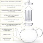 | Kitchen Kite Glass Teapot Set with 4 Double Wall Teacups & Removable Stainless Steel Infuser - Microwave Dishwasher Safe Clear Blooming Loose Leaf Teas, Tea Maker Gift Teapots - Image 6