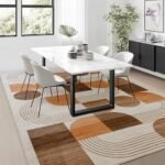 QDUIDU Large Machine Washable 5x7 Area Rug, Soft Modern Geometric Abstract Orange Rugs for Bedroom Living Room, Non-Shedding Faux Wool Indoor Throw Floor Carpet for Office Entryway Dining Room Decor : Home & Kitchen - Image 4