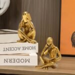 Antique Gold Reading Thinker Statue, Set of 2 Bookshelf Decor Abstract Art Thinker Sculptures, Modern Aesthetic Figurine Home Decoration Ornaments for Living Room Office Shelf Coffee Table Desk Decor : Home & Kitchen - Image 2