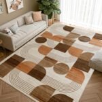 QDUIDU Large Machine Washable 5x7 Area Rug, Soft Modern Geometric Abstract Orange Rugs for Bedroom Living Room, Non-Shedding Faux Wool Indoor Throw Floor Carpet for Office Entryway Dining Room Decor : Home & Kitchen - Image 6