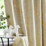 FMFUNCTEX 100% Blackout Curtains Ivory Gold Tree for Living Room, Curtains 84 Inches Long Foil Branch Patterned Panels for Bedroom, Thermal Insulated Drapes Home Office Grommet Top 2 Panels : Home & Kitchen