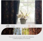 StangH Black Velvet Curtains 84 inches Long - Printed Floral Design Home Decoration Luxury Thermal Insulated Blackout Window Treatment Set for Living Room, 52x84-inch, 2 Panels : Home & Kitchen - Image 5
