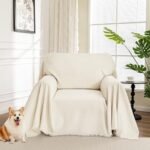 MYSKY HOME Oversized Chair Cover, Armchair Couch Cover for 1 Cushion, Washable Recliner Covers Sofa Protector with Tassel, Beige, 71"X91" : Home & Kitchen
