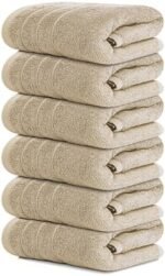 Tens Towels Pack of 6 Hand Towels, 100% Cotton, Lighter Weight, Quick to Dry, 16 x 28 Inches, Super Soft & Absorbent, Perfect for Bathroom & Kitchen (Beige) : Home & Kitchen