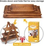 | Manspdier Wood 3 Tier Serving Tray Three Tiered Cupcake Stand, Rectangle Serving Platter Wooden Farmhouse Tiered Tray, Party Serving Brown Decorative Tray Decor Platters - Image 6