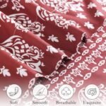 ChicView Queen Size Paisley Printed Sheet Set,4 Pieces Boho Style Breathable Soft Microfiber Bedsheets, Anti Pilling Deep Pockets Easy Care Bed Sheets, Red : Home & Kitchen - Image 4