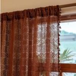 YJ YANJUN Brown Sheer Curtains 84 Inches Long 2 Panels Boho Crochet Lace Curtains with Tassel for Living Room Closet Door Rustic Privacy Bohemian Farmhouse Drapes W59 x L84 Caramel Brown/Mocha : Home & Kitchen - Image 2