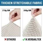 H.VERSAILTEX 3 Piece Stretch Sofa Covers for 2 Cushion Sofa Couch Covers for Living Room Sofa Slipcovers (Base Cover Plus 2 Seat Cushion Covers) Thicker Jacquard Fabric(Large Sofa, Ivory) : Home & Kitchen - Image 5