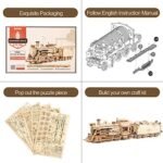ROKR 3D Wooden Puzzle for Adults-Mechanical Train Model Kits-Brain Teaser Puzzles-Vehicle Building Kits-Unique Gift for Teens on Birthday/Christmas Day(1:80 Scale)(MC501-Prime Steam Express) : Toys & Games - Image 4