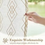 ugoutry Linen Boho Curtains for Bedroom,84 Inches Long Curtains Gold Foil Metallic Stripe Print Panels for Living Room, Moroccan Beige Light Filtering Window Treatment Curtain 2 Panels Grommet Top : Home & Kitchen - Image 4