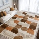 QDUIDU Large Machine Washable 5x7 Area Rug, Soft Modern Geometric Abstract Orange Rugs for Bedroom Living Room, Non-Shedding Faux Wool Indoor Throw Floor Carpet for Office Entryway Dining Room Decor : Home & Kitchen - Image 3