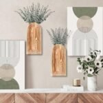 Dnnnii 2 Pack Wooden Wall Vase Set - Brown Finish Modern Farmhouse & Boho Wall Decor for Entryway, Hallway, Bathroom, Living Room, Dining Room, Narrow Spaces : Home & Kitchen - Image 2