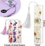 Bookmarks for Women, Kaluofan 2PCS Book Marks for Reading Women, Durable Handmade Dried Flower Resin Bookmarks with Tassels, Pretty and Increase Reading Interest : Office Products - Image 3
