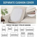 H.VERSAILTEX 3 Piece Stretch Sofa Covers for 2 Cushion Sofa Couch Covers for Living Room Sofa Slipcovers (Base Cover Plus 2 Seat Cushion Covers) Thicker Jacquard Fabric(Large Sofa, Ivory) : Home & Kitchen - Image 7
