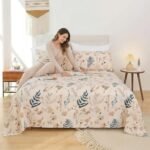 JSD Boho Floral Printed Sheet Set Queen Size 4 Piece, Soft Botanical Pattern Microfiber Sheets Extra Deep Pocket : Home & Kitchen - Image 2