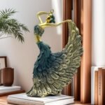 XINDAM Elegant Peacock Art Figurine Dancer Statue Decorative Home & Office Figurines Home Office Display Craft Living Room Decor Ornaments for Tabletop : Home & Kitchen - Image 2
