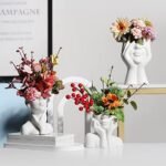 BrownLove Ceramic Face Vase White Flower Vase for Decor Female Form Face Vase Art Vase Modern Decorative Vase Centerpiece for Table Shelf Living Room Office Bedroom Small : Home & Kitchen - Image 5