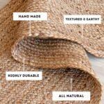 HOMEMONDE 6ft Round Natural Jute Rug - Handwoven Braided Reversible Vintage Area Rug Farmhouse Rustic and Bohemian Eco Friendly Home Décor for Bedroom, Living Room and Kitchen : Home & Kitchen - Image 4