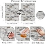 Brick Wallpaper Peel and Stick Wallpaper 17.3"x393" Grey and White 3D Brick Wallpapers Self Adhesive Vintage Wall Paper Removable Textured Contact Paper for Fireplace Kitchen Home Decoration Vinyl - - Image 3