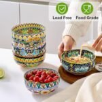 Meolibour Ceramic Cereal Bowls Set of 6, 28 oz Bohemian Soup Bowl, Colorful Bowls Set for Kitchen, Dessert Bowls for Salad, Pasta, Oatmeal, Ramen, Oatmeal, Fruit, Dishwasher & Microwave Safe : Home & Kitchen - Image 2