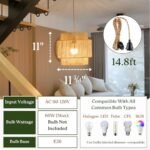 Chi An Home 11.8" Boho Jute Plug in Pendant Light, Handwoven Natural Hanging Lamp Plug in with Dimmable Light Switch, Wicker Hanging Light Fixture for Bedroom Living Room Kitchen (No Bulb Included) - - Image 4