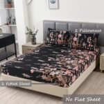 MAG 3pcs Black Floral Queen Bed Sheet,Microfiber Flower Bedding Sheet Set,Boho Bedding Sheet Set with 1 Fitted Sheet and 2 Pillowcases,14 Inches Deep (Black, Queen) : Home & Kitchen - Image 2