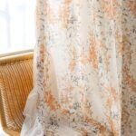 SUOUO Boho Burnt Orange Floral Semi Sheer Curtains for Living Room Linen Textured 84 inches Long Rod Pocket Patterned Leaf Window Drapes for Dining Bedroom 2 Panels : Home & Kitchen - Image 5
