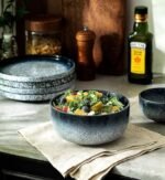 S&Q'S CERAMICS Cereal Bowls - 36 Ounce, Japanese Noodle Bowl Set, Ceramic Bowls for Kitchen, Breakfast, Oatmeal, Microwave and Dishwasher Safe, [Set of 4], Dark Blue : Home & Kitchen - Image 3