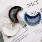 Soddeph Small Moon Ceramic Jewelry Tray, Decorative Trinket Dish, Ring Holder Plate, Modern Accent Tray for Bathroom, Nightstand, Entryway Table, Vanity (1, Blue) : Clothing, Shoes & Jewelry - Image 6